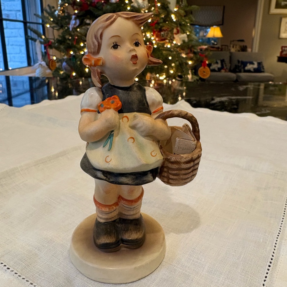 Charming Hummel Figurine with Basket and Orange Flower “Sister”